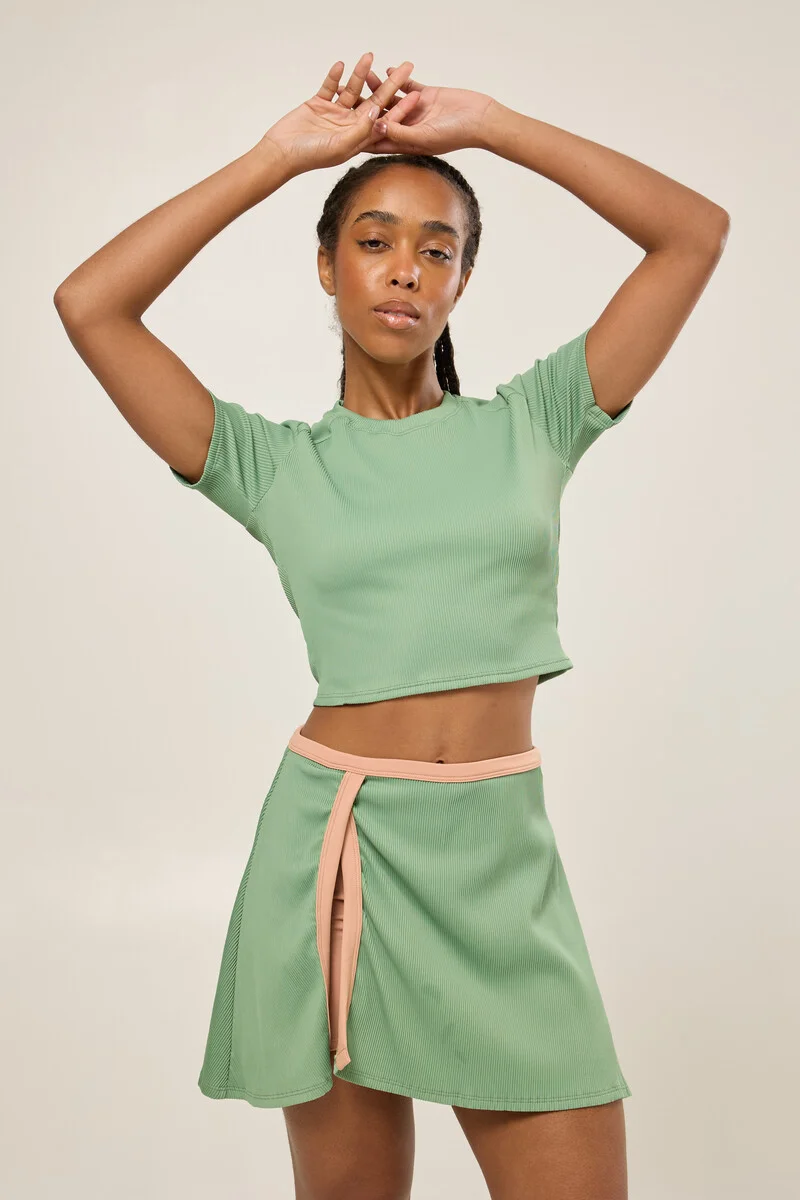 Conjunto Saia e Cropped Canelado VANESSA