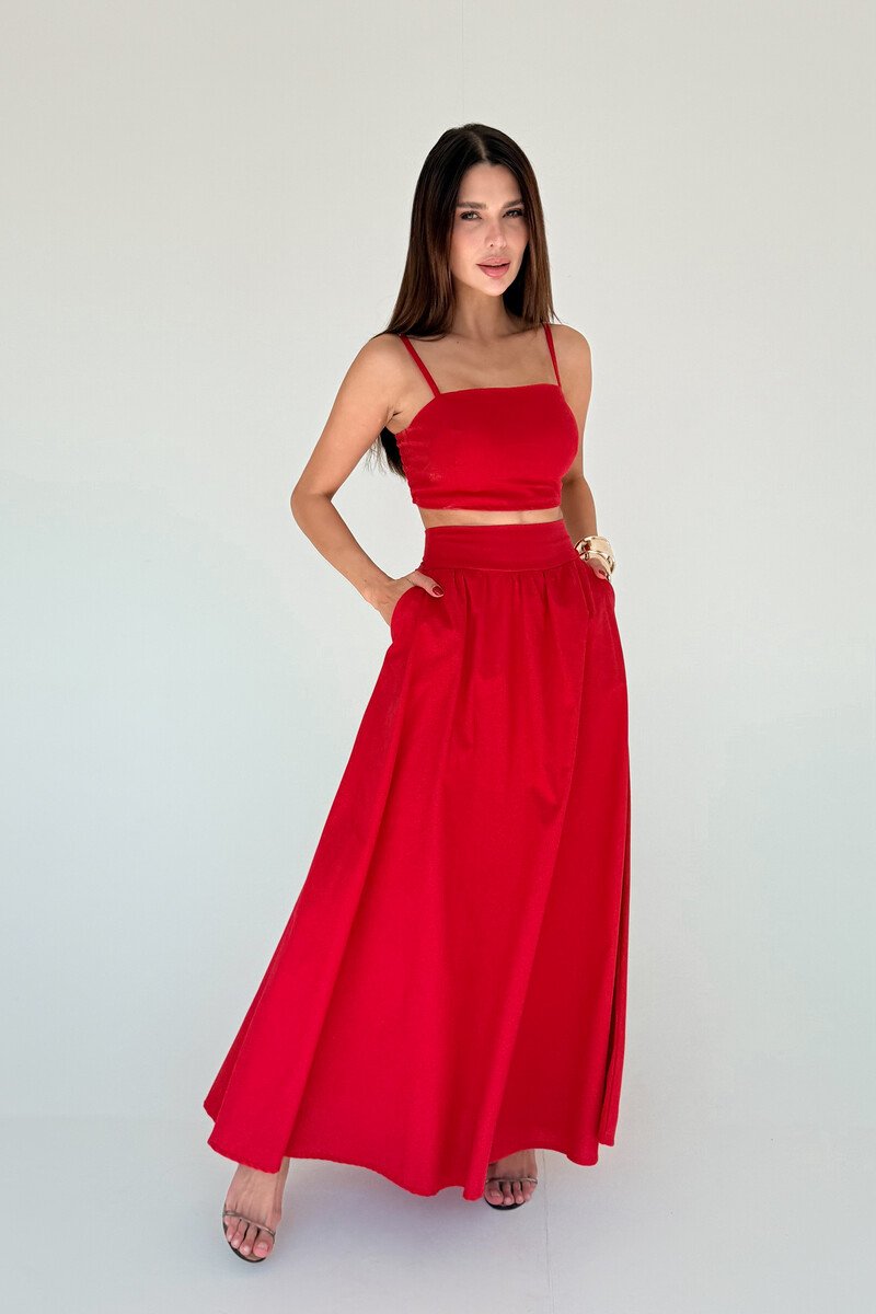 Conjunto Saia Midi e Cropped CLARA